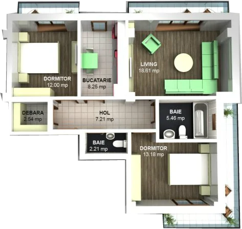 Apartament 3 camere TIP A